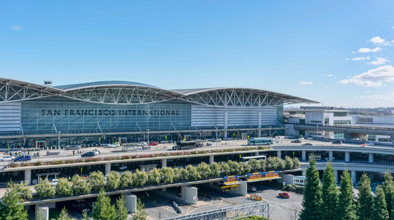 Exterior view of International terminal of San Francisco International Airport