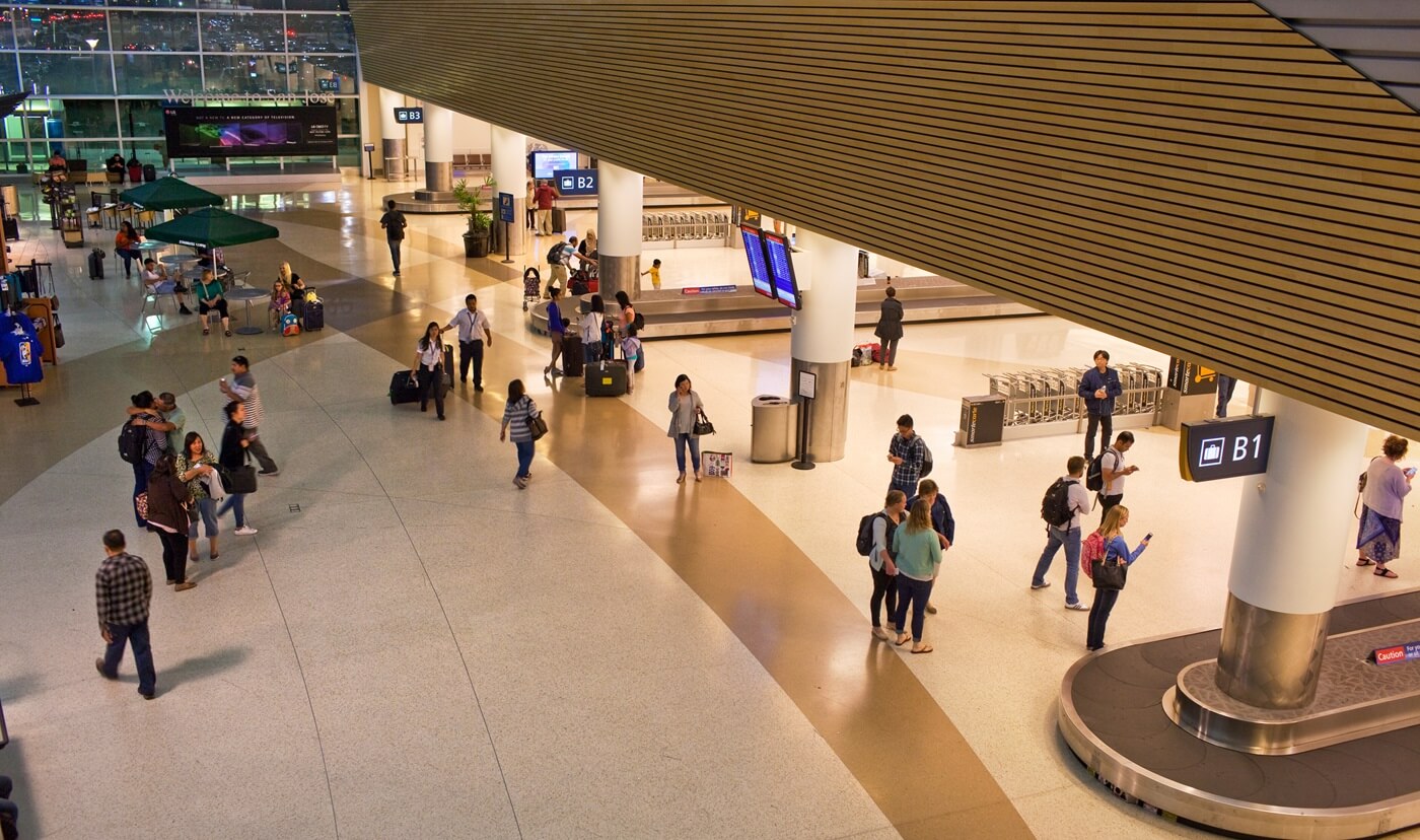 The baggage claim area at San Jose Mineta International Airport