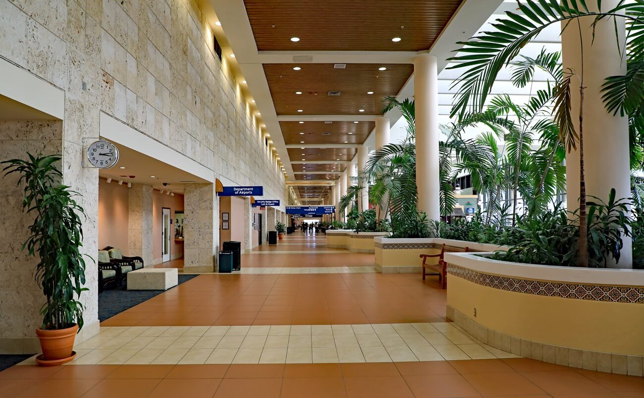 beautiful interior of the Palm Beach International airport in West Palm Beach, Florida